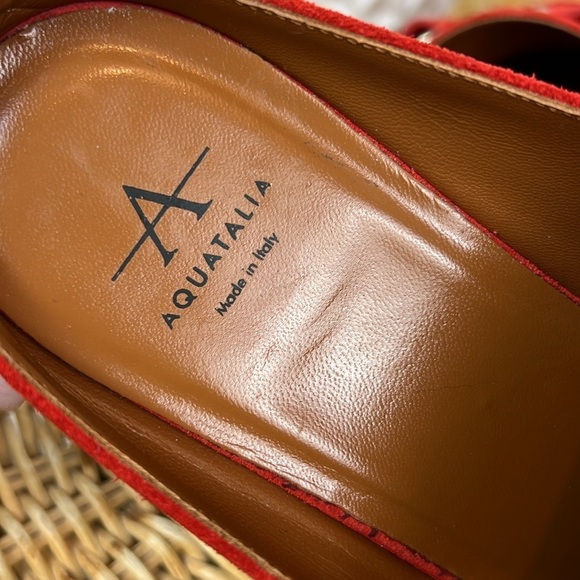 Aquatalia Mules Loafer Slip On Leather Suede Orange Buckle 7.5 - Picture 5 of 12